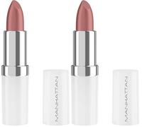 Manhattan Lasting Perfection Satin Lipstick 880 Sunset Rose Rouge à lèvres pour une couleur intense et durable et un soin hydratant (Lot de 2)