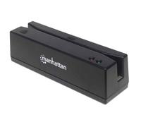 Manhattan Lecteur de cartes à bande magnétique USB-A, lecteur triple piste, décodage type clavier (keyboard wedge), câble de 1,5 m, noir, garantie de 3 ans