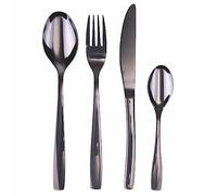 Manhattan Lot de 16 couverts en acier inoxydable 18/0, noir brillant