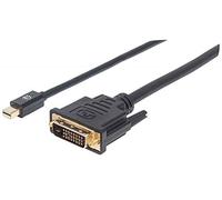 Manhattan Mini-Display/DVI Câble Adaptateur Fiche mâle Mini DisplayPort, Fiche mâle DVI-D 24+1 pôles 1.80 m Noir 152150 Feuille de Blindage, Rond, certifié