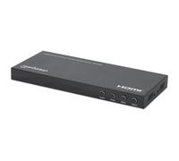 Manhattan Multiviewer/switch HDMI 4K 4 ports, 4 entrées vers 1 écran, 4K@30 Hz, modes PiP et double/quadruple affichage, bouton ou télécommande, audio 3,5 mm et Toslink, noir, garantie de 3 ans