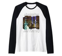 Manhattan New York City Statue de la Liberté Souvenir USA Men Manche Raglan