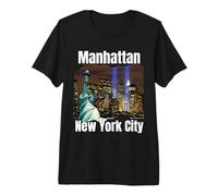 Manhattan New York City Statue de la Liberté Souvenir USA Men T-Shirt Haut de Gamme