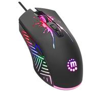 Manhattan Souris Gaming RGB 7200 DPI Ergonomique Gamer Souris Optique avec LED Rétroéclairée pour PC et ordinateur portable Windows Long câble USB filaire tressé de 1,5 m Noir Garantie 3