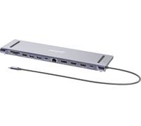 Station d'accueil Manhattan 190305 USB-C 3.2 Gen 1 Argent: 2x USB-A, 2x USB-C, 2x HDMI 2.0, DisplayPort 1.4, Ethernet Gigabit, Lecteur Cartes SD/MicroSD, Power Delivery 100W