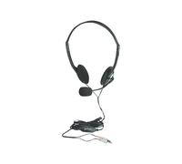 Manhattan Stereo On-Ear Headset (3.5mm) (Clearance Pricing), Microphone Boom, In-Line Volume Control, Foam Earpads, Standard 2x 3.5mm stereo jack/plug for audio/mic use, cable 2m, Black, Three...