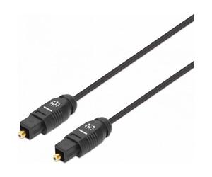 MANHATTAN Toslink Digitales Optisches Audiokabel 2 x Toslink S/PDIF-Stecker, 1 m, vergoldete Kontakte, schwarz (356060)