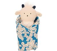 Manhattan Toy 159910 Hochet en Peluche brodée pour bébé + Bavoir en Coton Doux Multicolore 40,64 x 40,64 cm