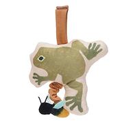 Manhattan Toy Firefly Frog Jouet de Voyage pour bébé avec Carillon, Tirette, Tissu froissé et Boucle en Tissu réglable pour Porte-bébés et berceaux