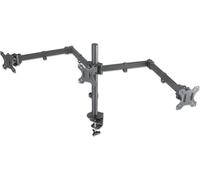 Manhattan TV & Monitor Mount, Desk, Double-Link Arms, 3 screens, Screen Sizes : 10-27", Black, Clamp Assembly, Triple Screen, VESA 75x75 to 100x100mm, Max 7kg (each), Lifetime Warranty - kit de fixati