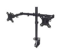 Manhattan TV & Monitor Mount, Desk, Full Motion, 2 Screens, Screen Sizes : 10-27", Black, Clamp Assembly, Dual Screen, VESA 75x75 to 100x100mm, Max 8kg (each), Lifetime Warranty - Kit de montage - pou