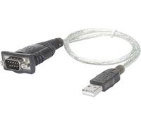 Manhattan Adaptateur USB 1.1 205146 – USB A mâle ↔ SUB‑D 9 pôles mâle – 45 cm gris, contacts dorés
