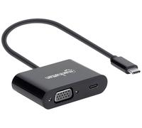 Manhattan USB 2.0 Adaptateur [1x USB-C® mâle - 1x USB-C® femelle (Power Delivery), VGA femelle] 153430 20 cm connecteur