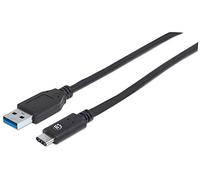 Manhattan USB 3.1 Gen2, 1 m câble USB USB 3.2 Gen 1 (3.1 Gen 1) USB C USB A Noir