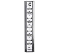 Manhattan USB-A 10-Port Desktop Hub, 10x USB-A Ports, 480 Mbps (USB 2.0), Bus or AC Power, Hi-Speed USB, Black, Three Year Warranty, Boxed - Concentrateur (hub) - 10 x USB 2.0 - de bureau