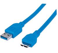 Manhattan USB A - MicroUSB B câble USB 1 m USB 3.2 Gen 1 (3.1 Gen 1) Micro-USB B Bleu