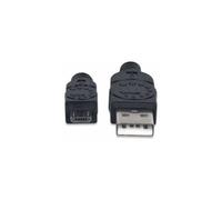 Manhattan USB-A to Micro-USB Cable, 1m, Male to Male, Black, 480 Mbps (USB 2.0), Hi-Speed USB, Lifetime Warranty, Blister - Câble USB - USB (M) pour Micro-USB de type B (M) - USB 2.0 - 1 m - noir
