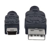 Manhattan USB-A to Mini-USB Cable, 1.8m, Male to Male, Black, 480 Mbps (USB 2.0), Hi-Speed USB, Lifetime Warranty, Polybag - Câble USB - USB (M) pour mini USB type B (M) - USB 2.0 - 1.8 m - noir