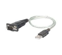 Manhattan USB-A to Serial Converter cable, 45cm, Male to Male, Serial/RS232/COM/DB9, Prolific PL-2303RA Chip, Black/Silver cable, Three Year Warranty, Blister - Câble USB / série - USB (M) pour DB-9 (