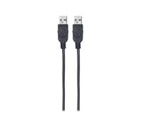 Manhattan USB-A to USB-A Cable, 0.5m, Male to Male, 480 Mbps (USB 2.0), Hi-Speed USB, Black, Lifetime Warranty, Polybag - Câble USB - USB (M) pour USB (M) - USB 2.0 - 50 cm - noir