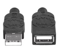Manhattan USB-A to USB-A Extension Cable, 1m, Male to Female, 480 Mbps (USB 2.0), Hi-Speed USB, Black, Lifetime Warranty, Polybag - Rallonge de câble USB - USB (M) pour USB (F) - USB 2.0 - 0.5 A...