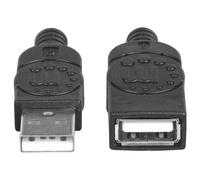 Manhattan USB-A to USB-A Extension Cable, 1m, Male to Female, 480 Mbps (USB 2.0), Hi-Speed USB, Black, Lifetime Warranty, Polybag - Rallonge de câble USB - USB (M) pour USB (F) - USB 2.0 - 0.5 A - 1 m
