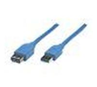 Manhattan USB-A to USB-A Extension Cable, 2m, Male to Female, Blue, 5 Gbps (USB 3.2 Gen1 aka USB 3.0), SuperSpeed USB, Lifetime Warranty, Polybag - Rallonge de câble USB - USB type A (M) pour USB...