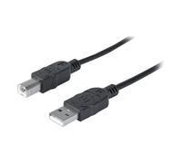 Manhattan USB-A to USB-B Cable, 1.8m, Male to Male, Black, 480 Mbps (USB 2.0), Hi-Speed USB, Lifetime Warranty, Polybag - Câble USB - USB (M) pour USB type B (M) - USB 2.0 - 1.8 m - moulé - noir