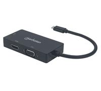 MANHATTAN USB-C 3in1 Multiport Konverter DVI HDMI VGA-Buchse (convertisseur multiport DVI HDMI VGA)