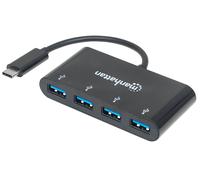 Manhattan Hub USB-C 162746 – 4x USB‑A 5 Gbit/s avec fiche USB‑C mâle, noir