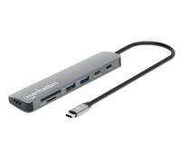 Manhattan USB-C Dock/Hub with Card Reader, Ports (x5): HDMI, USB-A (x2) and USB-
