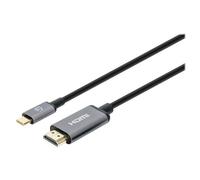 Manhattan USB-C to HDMI Cable, 4K@30Hz, 2m, Black, Male to Male, Three Year Warranty, Polybag - Câble adaptateur - 24 pin USB-C mâle pour HDMI mâle - 2 m - double blindage - noir - support pour 4K60Hz