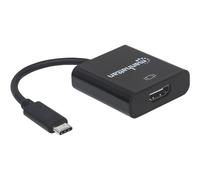 Manhattan USB-C to HDMI Cable, 4K@30Hz, 8cm, Black, Male to Female, Three Year Warranty, Blister - Adaptateur vidéo - USB-C mâle pour HDMI femelle - 8 cm - blindé - noir - moulé, support 4K