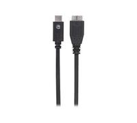 Manhattan USB-C to Micro-USB Cable, 1m, Male to Male, Black, 10 Gbps (USB 3.2 Gen2 aka USB 3.1), 3A (fast charging), SuperSpeed+ USB, Lifetime Warranty, Polybag - Câble USB - USB-C (M) reversible...