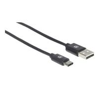 Manhattan USB-C to USB-A Cable, 2m, Male to Male, Black, 480 Mbps (USB 2.0), Hi-Speed USB, Lifetime Warranty, Polybag - Câble USB - USB-C (M) pour USB (M) - USB 2.0 - 3 A - 2 m - moulé - noir