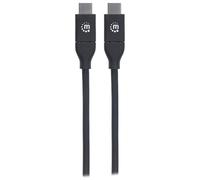Manhattan USB-C to USB-C Cable, 2m, Male to Male, 480 Mbps (USB 2.0), 5A (super fast charging), Hi-Speed USB, Black, Lifetime Warranty, Polybag - Câble USB - 24 pin USB-C (M) pour 24 pin USB-C (M) - U