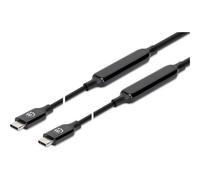 Manhattan USB-C to USB-C Cable, 3m, Active, Male to Male, Black, 10 Gbps (USB 3.2 Gen2 aka USB 3.1), 3A (fast charging), SuperSpeed+ USB, Lifetime Warranty, Polybag - Câble USB - USB-C (M) pour USB-C
