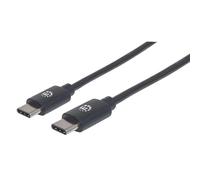 Manhattan USB-C to USB-C Cable, 3m, Male to Male, Black, 480 Mbps (USB 2.0), Hi-Speed USB, Lifetime Warranty, Polybag - Câble USB - USB-C (M) pour USB-C (M) - USB 2.0 - 3 A - 3 m - moulé - noir