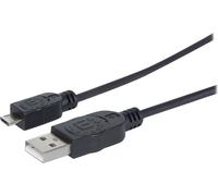 MANHATTAN USB Kabel A -> micro B St/St 1.80m sw