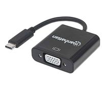Manhattan 151771 USB / VGA Adaptateur [1x USB 3.1 mâle type C - 1x VGA femelle] noir code couleur, flexible, feuille de blindage, certifié UL, connecteur Noir G