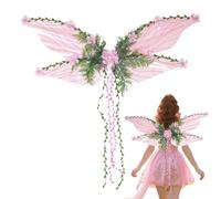 manhegari Ailes de fée pour adultes et femmes | Ailes de papillon pour adultes avec fleurs et feuilles 3D - Accessoires de transformation pour spectacles sur scène, fêtes à thème, Halloween, Noël