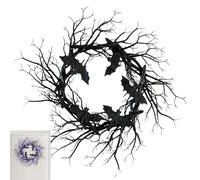manhegari Couronne d'halloween Branche Noire | Décoration Artificielle en Branches Noires,Décoration Gothique Intérieur Extérieur pour Porte Porche Mur Clôture Cour Patio Ferme