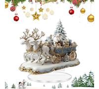manhegari Décoration de table plate en acrylique - Traîneau de Noël plat - Décoration d'hiver pour bureau, dortoir, chambre à coucher, table de chevet