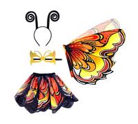 manhegari Déguisement de fée Papillon - Élément de scène immersif | Ailes de Papillon et Robe de Déguisement - pour 3-12 Ans Fêtes Carnaval Anniversaire Soirée Costumée Photographie