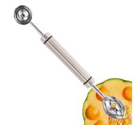 manhegari Emporte-pièce pour pastèque, double tête en acier inoxydable, outil DIY pour pastèque, melon, crème glacée, cantaloupe, sorbet, dessert, moule à boule, beurre, poire