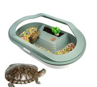 manhegari Habitat pour Tortues - Terrarium pour Tortues - Plateforme de Baignade avec Drainage Fondal Boîte d'Élevage Espace Habitat Couvercle Transparent pour Bernard l'Hermite Petits Reptiles