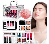 manhegari Kit de maquillage pour débutants - Ensemble de voyage compact avec trousses cosmétiques pour adolescents, voyage, , mariage, théâtre, mariée