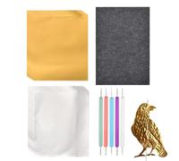 manhegari Kit De Metal A Repousser Doré Argenté Kit, Feuilles De Papier D'aluminium pour L'artisanat Créatif, Kits De Gaufrage Décoratif en Feuille pour Embosser Graver Peindre