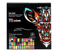 manhegari Lot de 36 marqueurs acryliques à double pointe - 72 couleurs - Kit de bricolage pour bois, tissu, toile, pierre, céramique, verre, enfants, débutants, anniversaire, cours