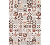 Mani Textile Tapis Carreaux de Ciment Piment 50x120cm